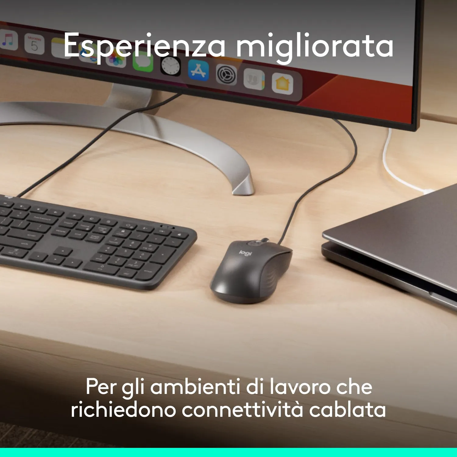 Logitech Signature M520 mouse con filo USB-C silenzioso