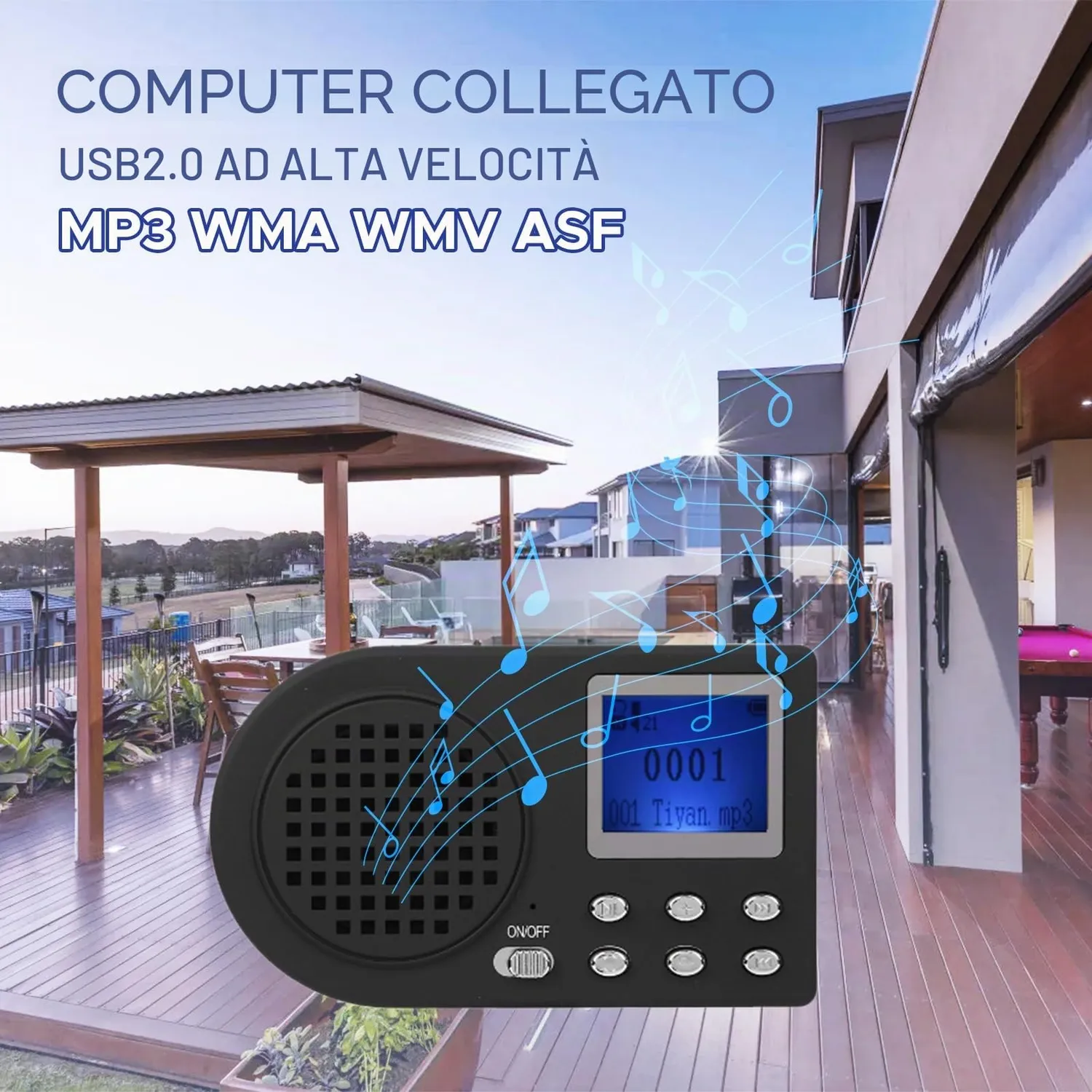 Zunate Altoparlante MP3 Richiamo Uccelli USB 15 ore senza telecomando
