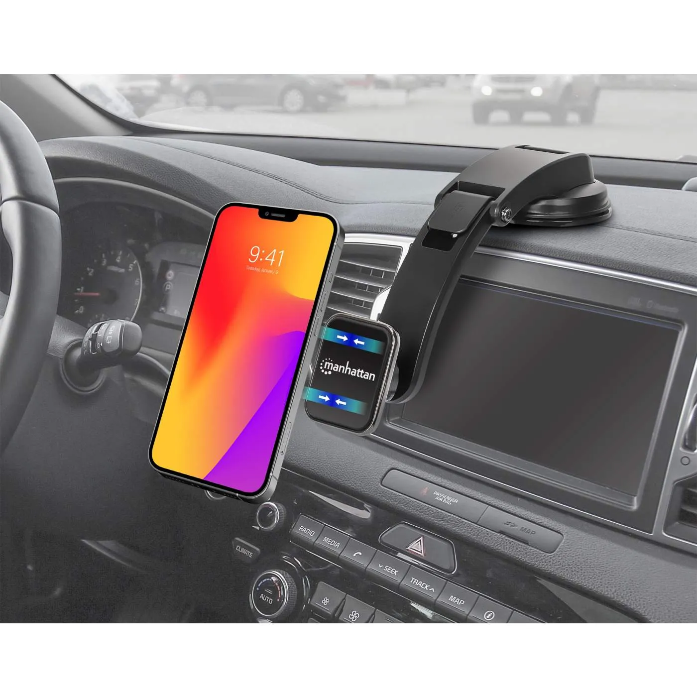 Manhattan Car Supporto Auto Magnetico Cruscotto Nero