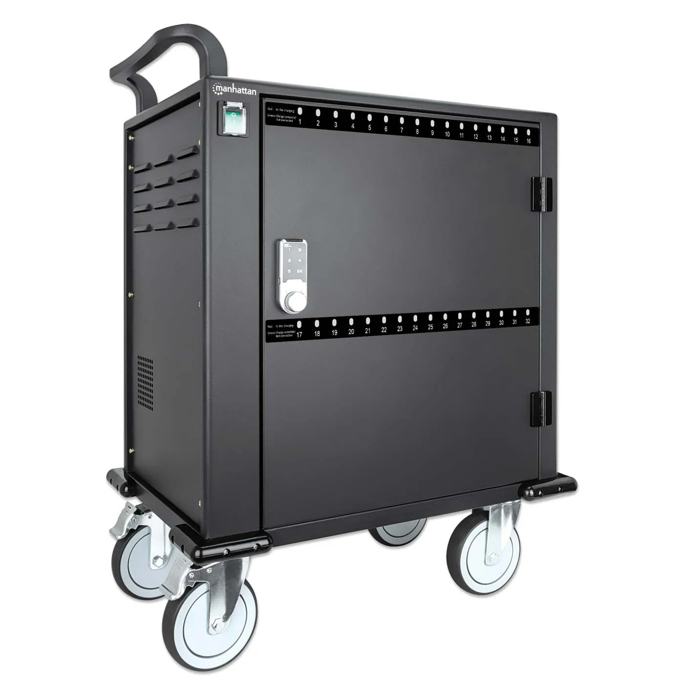 Manhattan carrello ricarica USB-C 32 porte 18W nero mobile