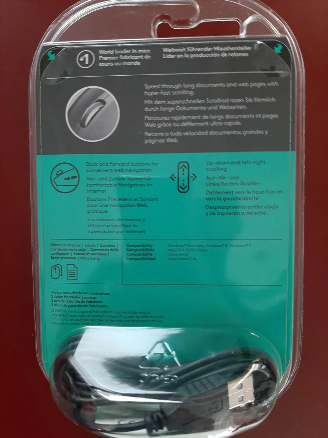 Logitech M500 Mouse Cablato USB iperveloce laser 1000DPI
