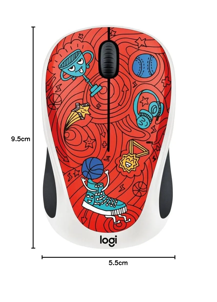 Logitech M238 Doodle mouse wireless Champion Coral con adesivi