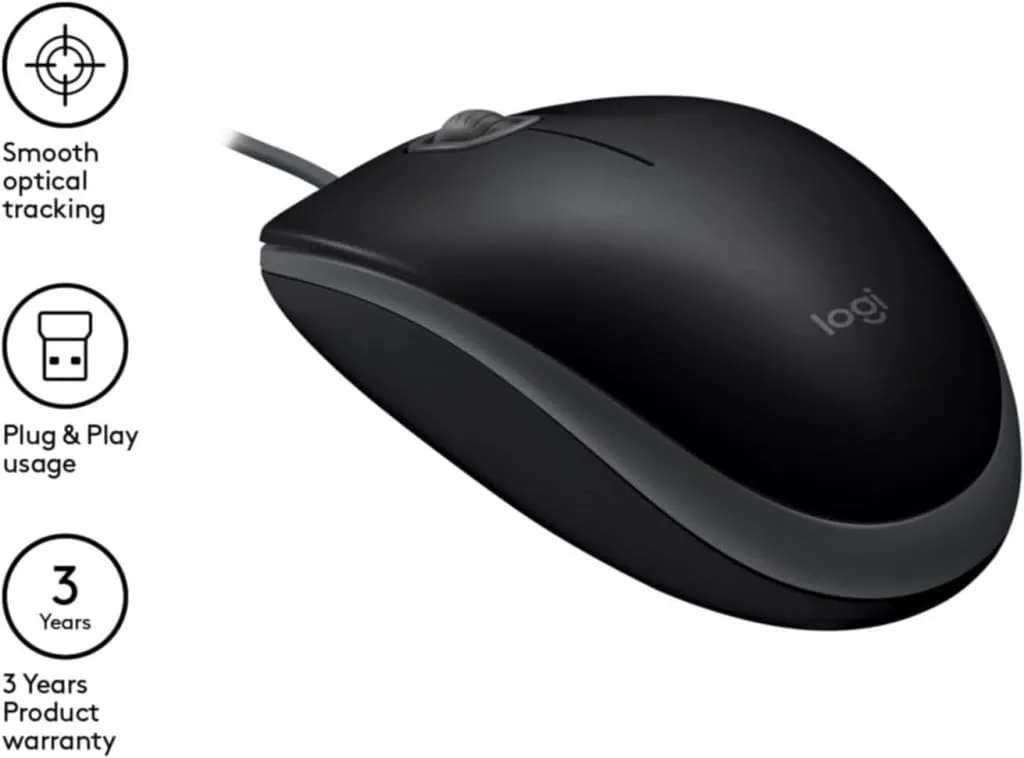 Logitech B110 mouse USB con filo silenzioso