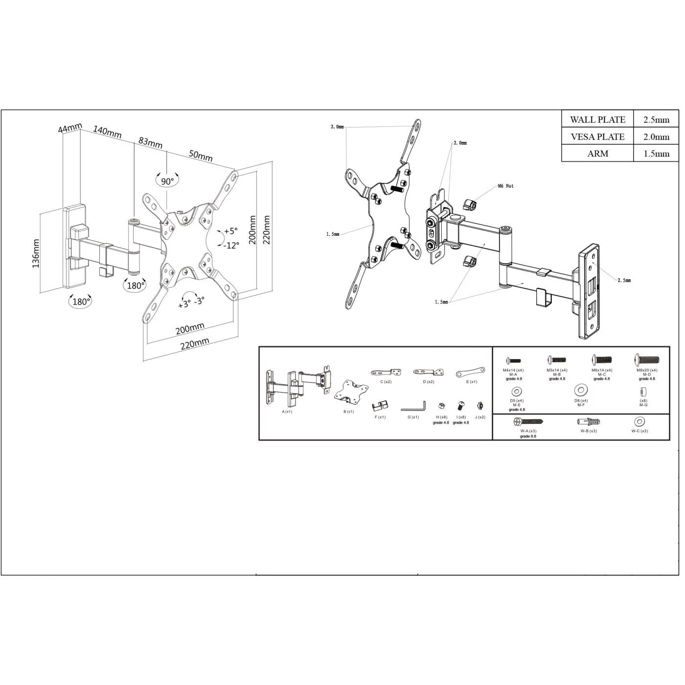 Manhattan Supporto TV da Parete Snodato 13-43" Full-Motion