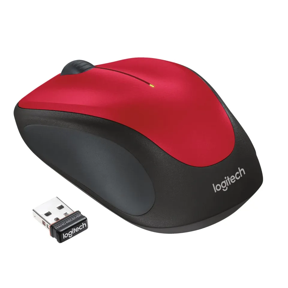 Logitech M235 mouse wireless Nero Rosso compatto