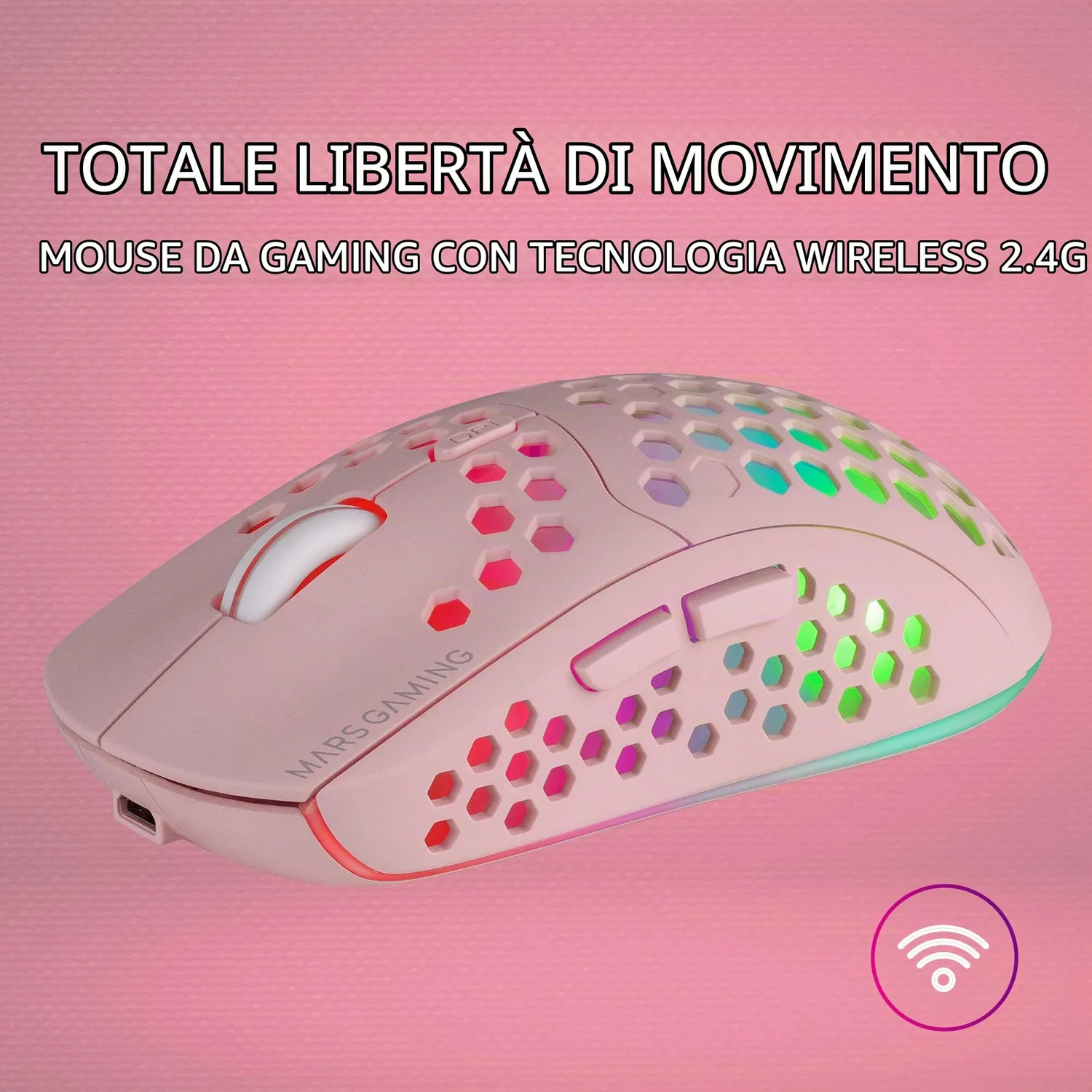 Mars Gaming MMW3P mouse wireless rosa 3200 DPI