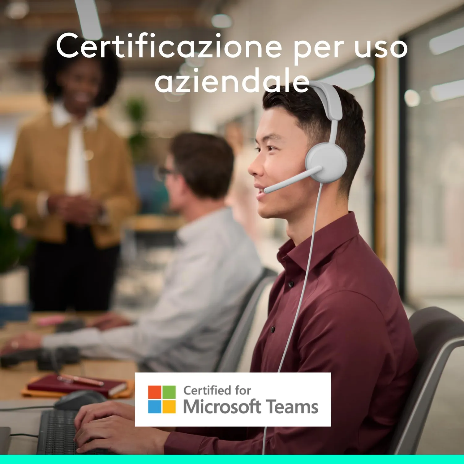 Logitech Zone Wired 2 cuffia Teams USB-C bianca ANC ibrida