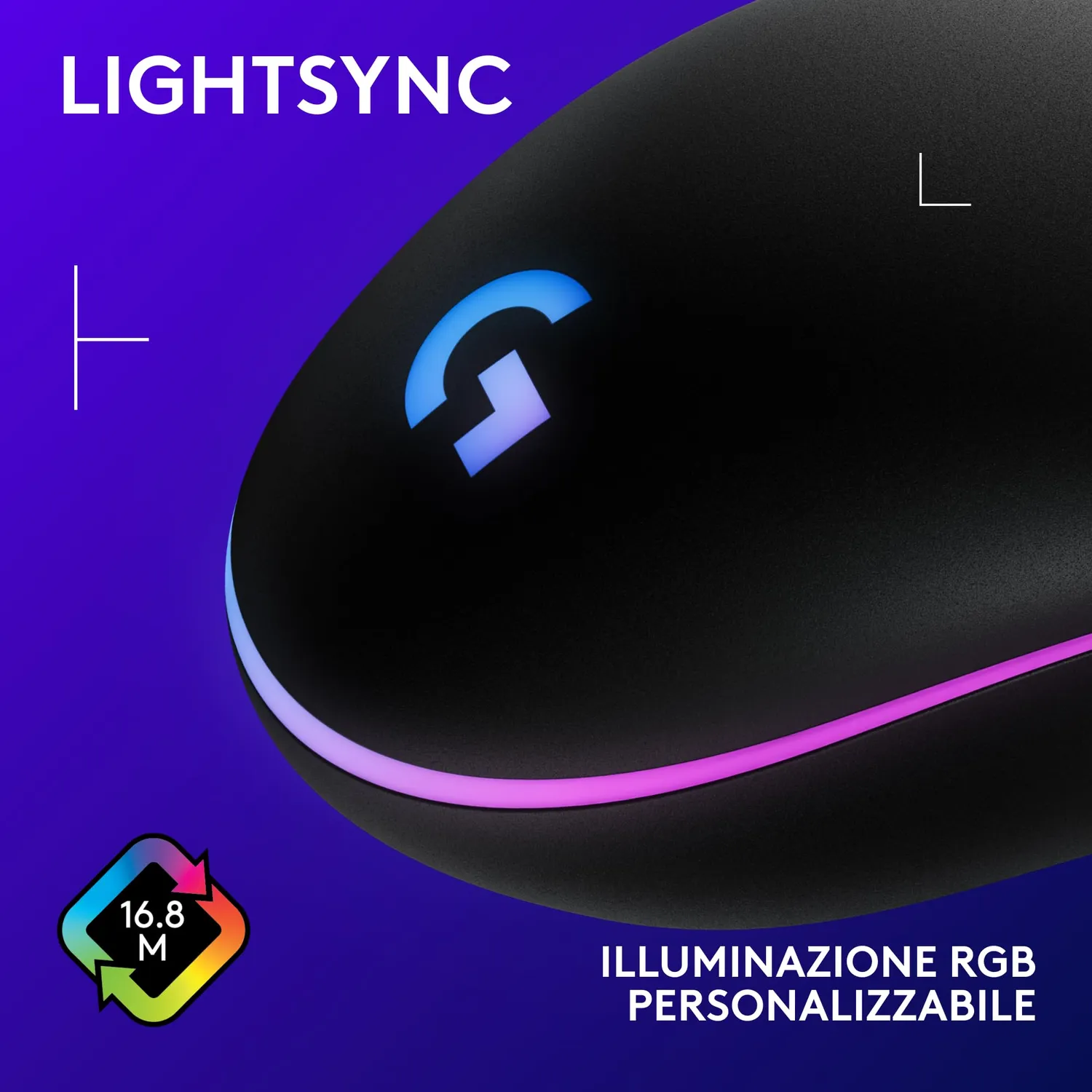 Logitech G G203 LIGHTSYNC mouse gaming nero 8000 DPI