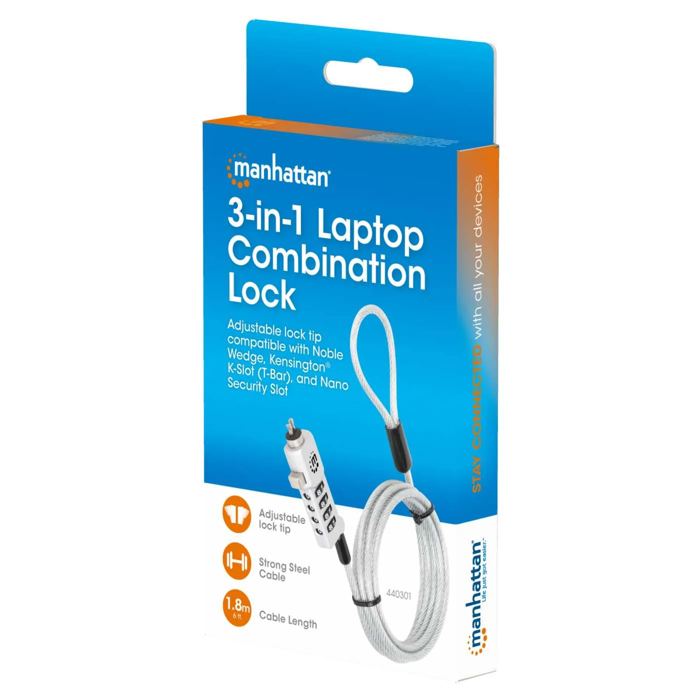 Manhattan Universal lucchetto laptop combinazione 3 in 1