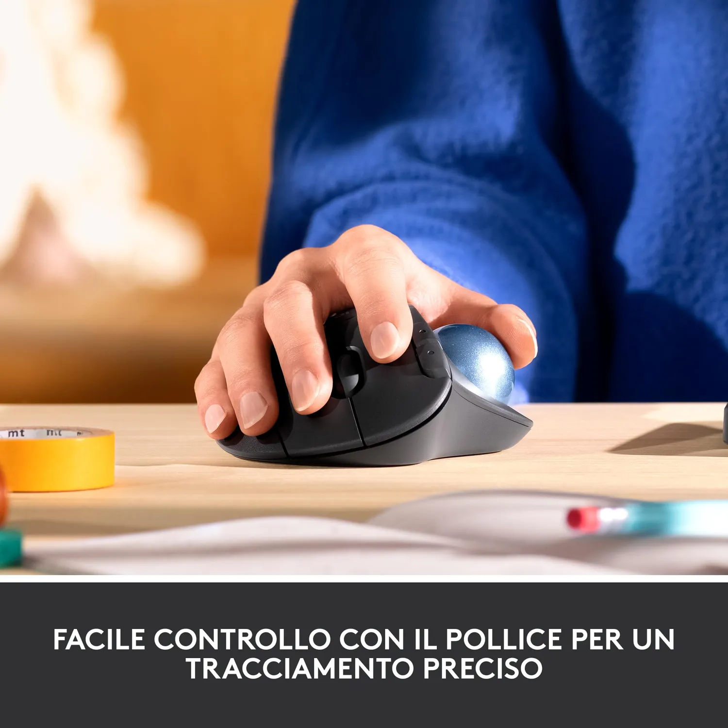 Logitech Ergo M575 mouse trackball wireless ergonomico