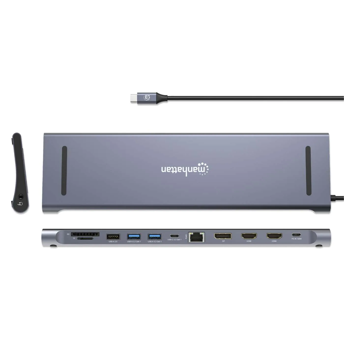 Manhattan 12-in-1 Triple Monitor 4K docking station USB-C 3x 4K