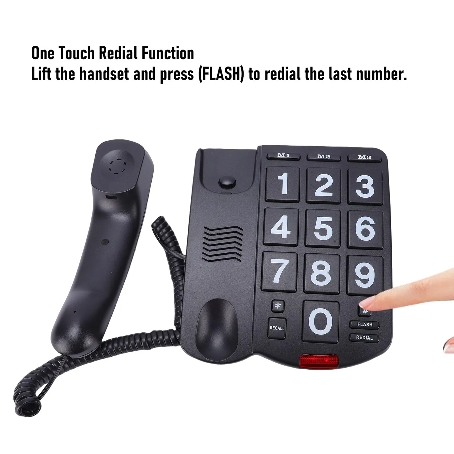 Zunate Telefono Fisso Tasti Grandi nero con 3 memorie
