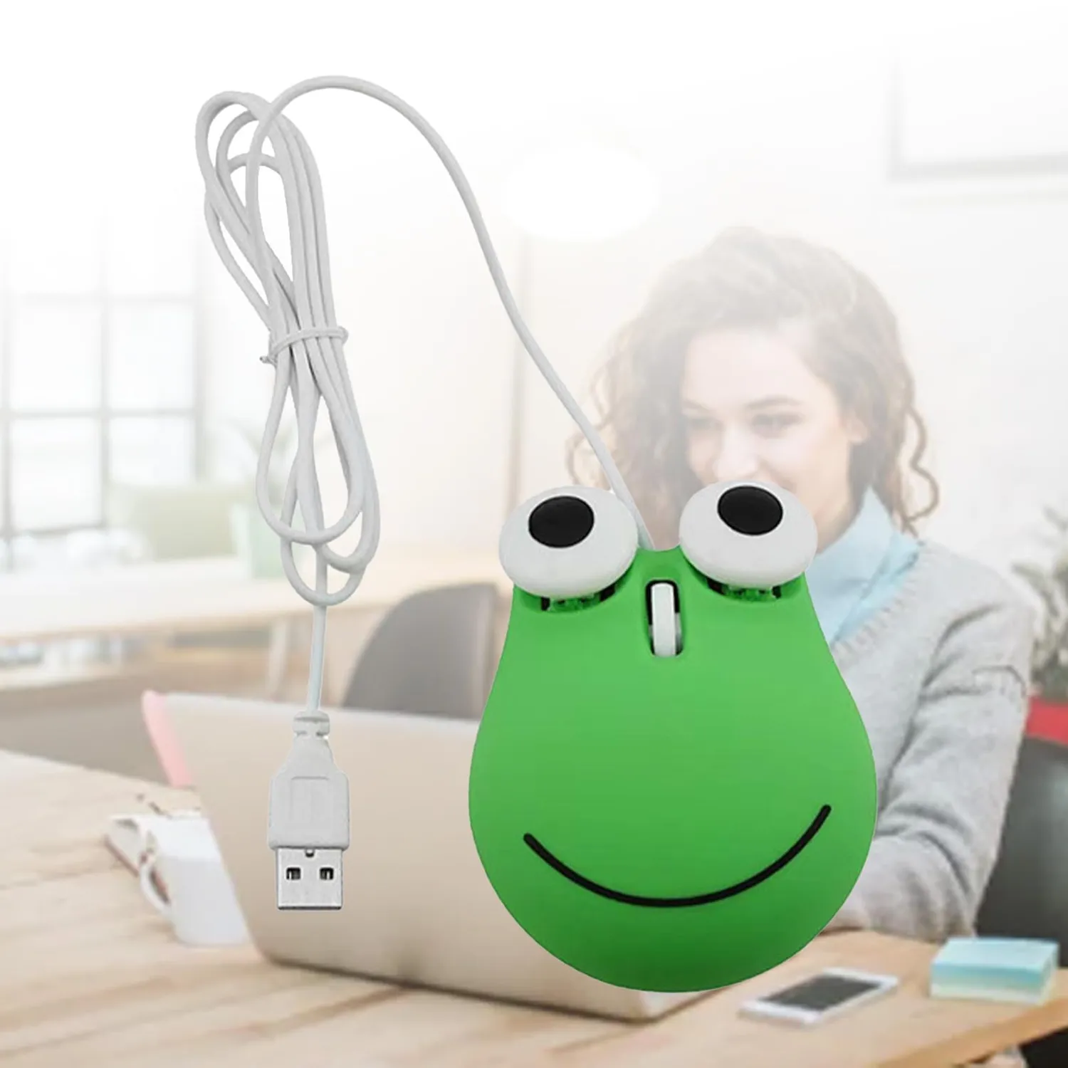 Zunate mouse USB a forma di rana verde cablato