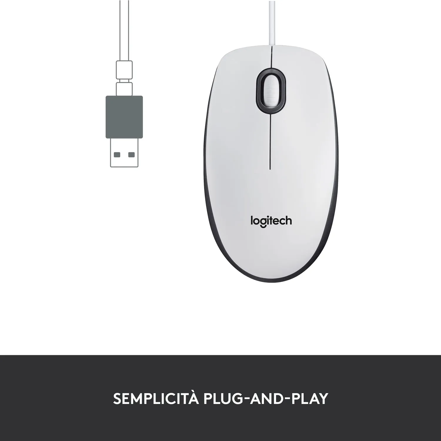 Logitech M100 mouse USB con filo nero 1000 DPI