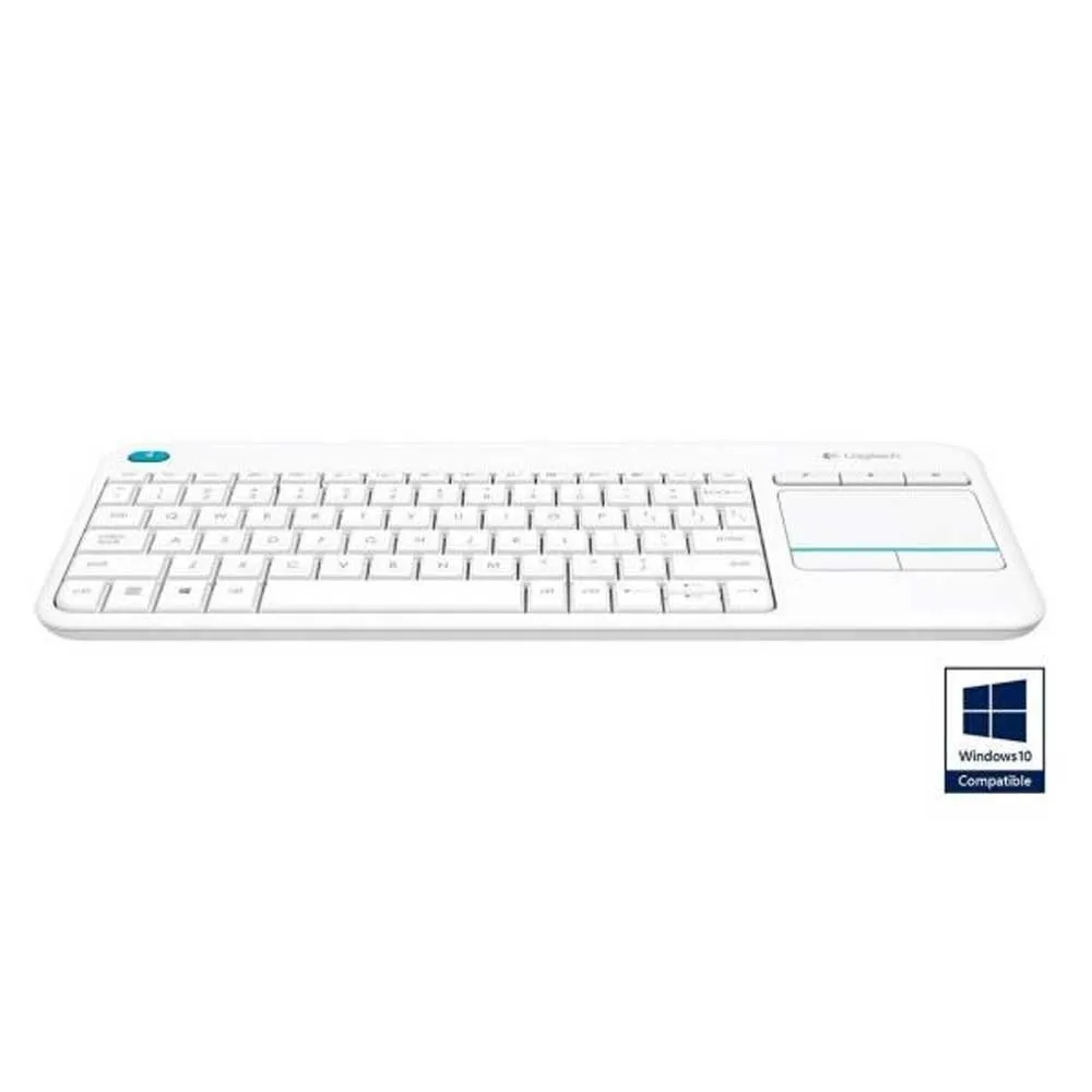 Logitech K400 Plus tastiera wireless bianca con touchpad