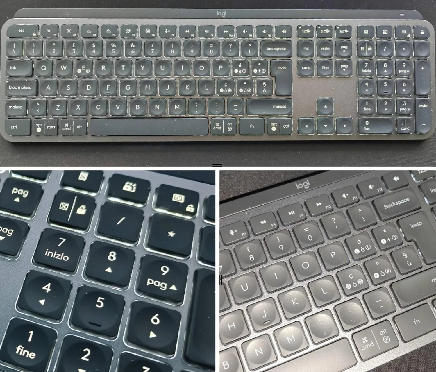 Logitech MX Keys S tastiera wireless grigio chiaro ITA