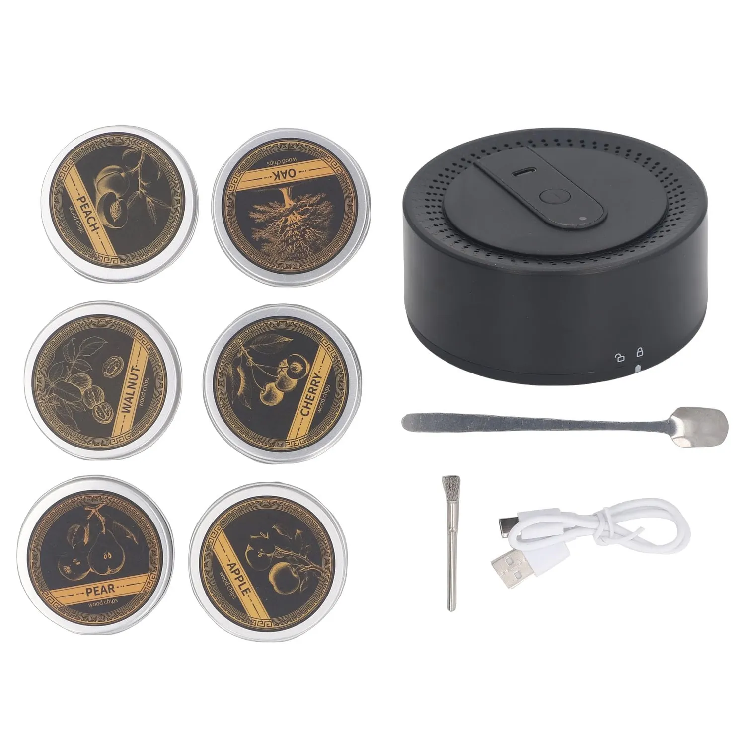 Zunate Kit Affumicatore Elettrico Whisky con 6 Trucioli Legno