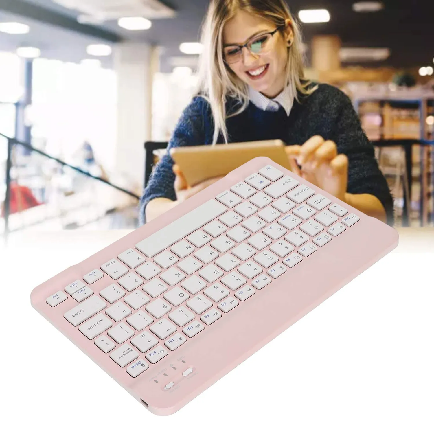 Zunate tastiera Bluetooth wireless rosa mini 40h