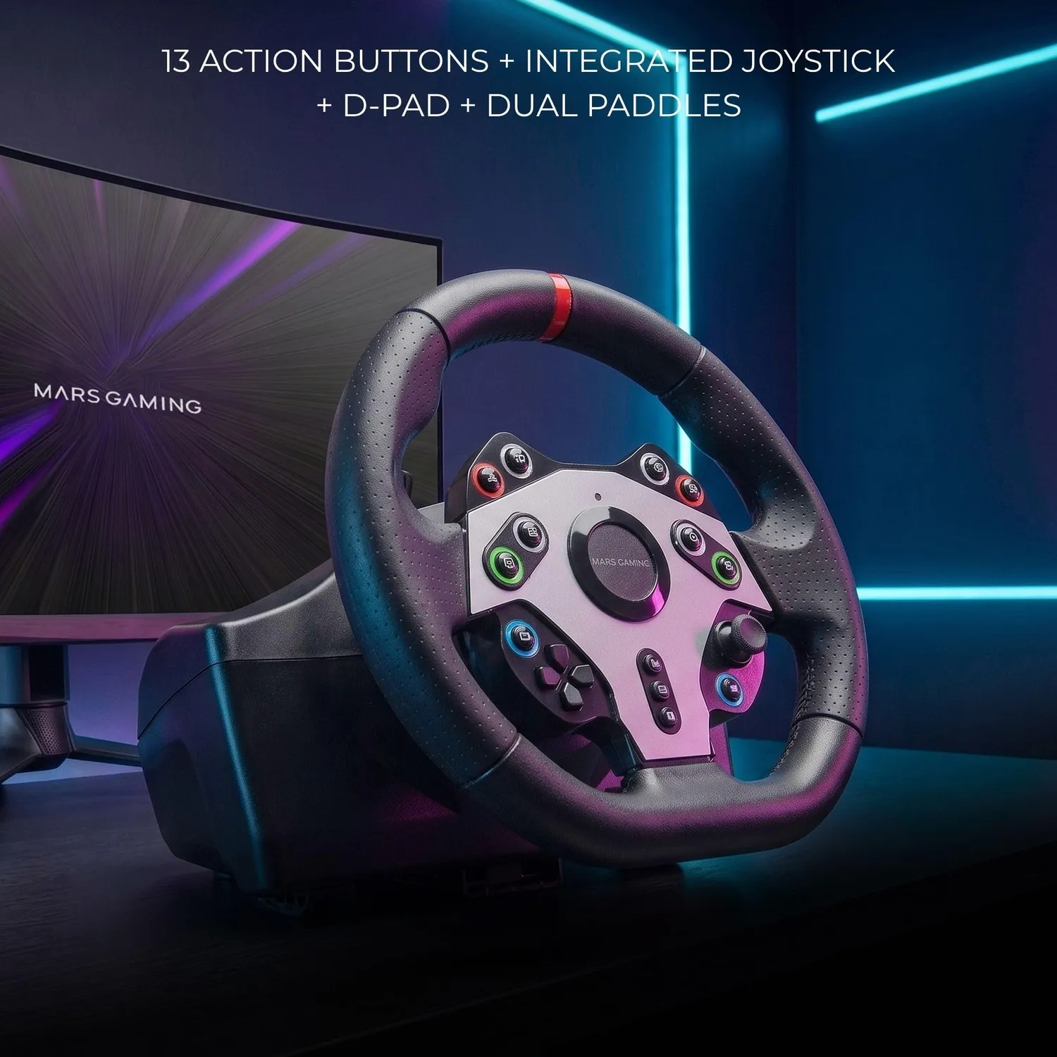 Mars Gaming MWH-RSXTWO volante gaming 270° + pedaliera
