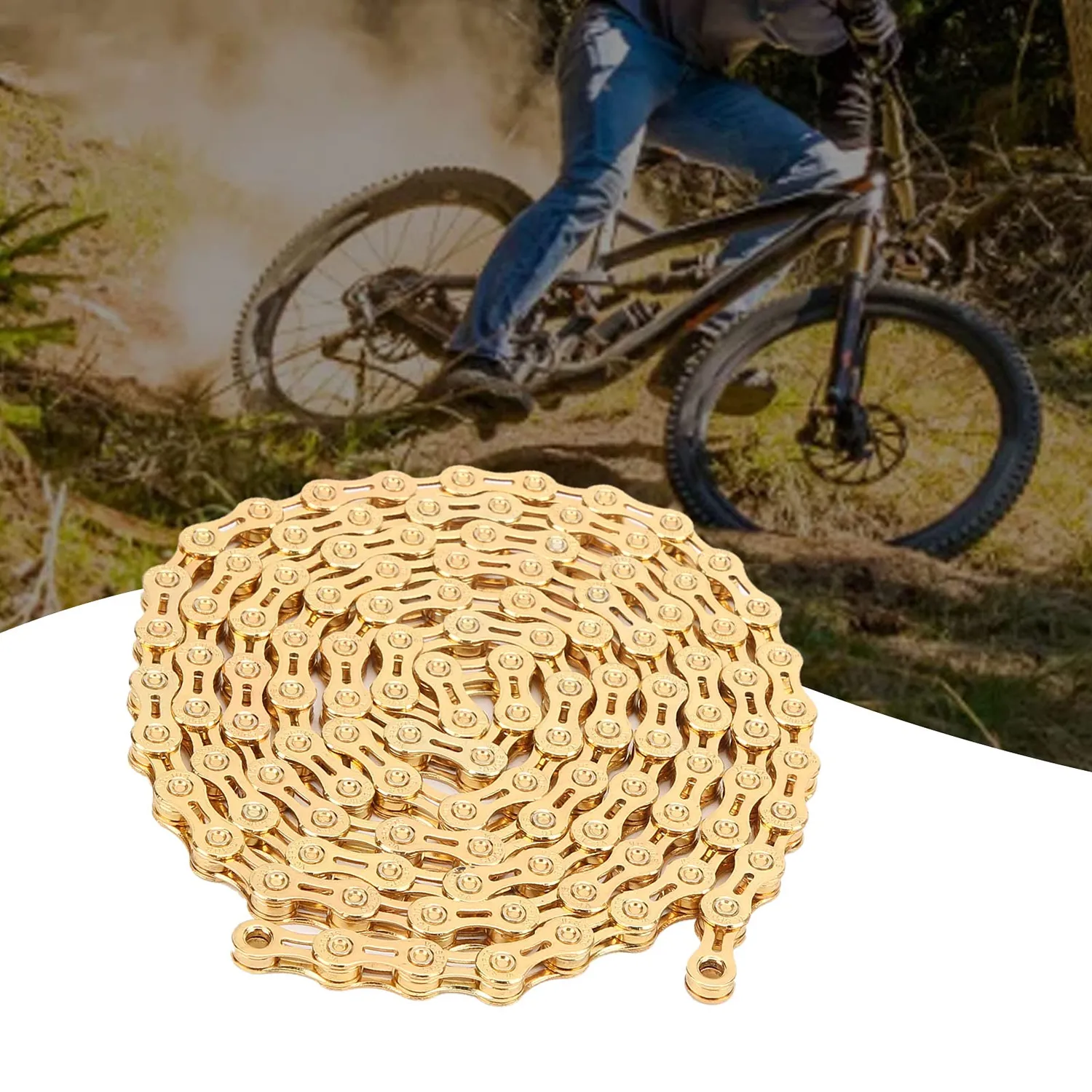 Zunate Catena Bici 10 Velocità Oro 116 Maglie 147 cm
