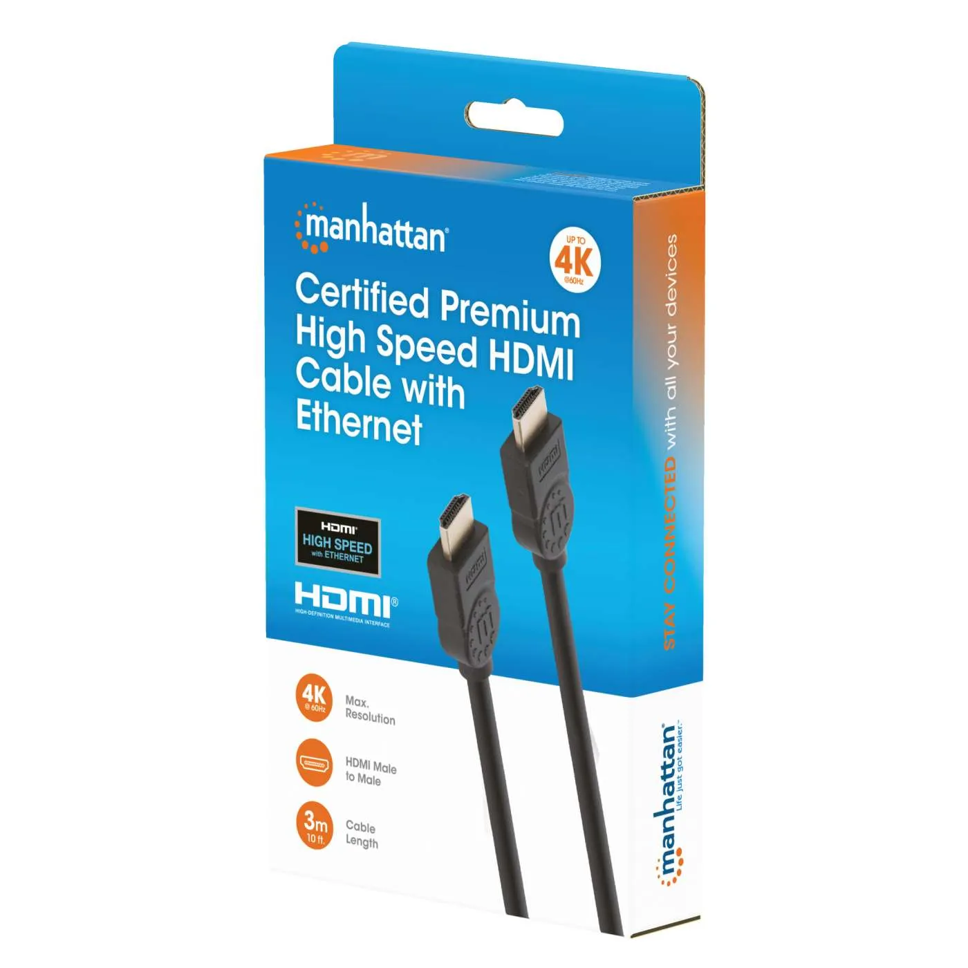 Manhattan Cavo HDMI 4K 60Hz 3 m Premium certificato
