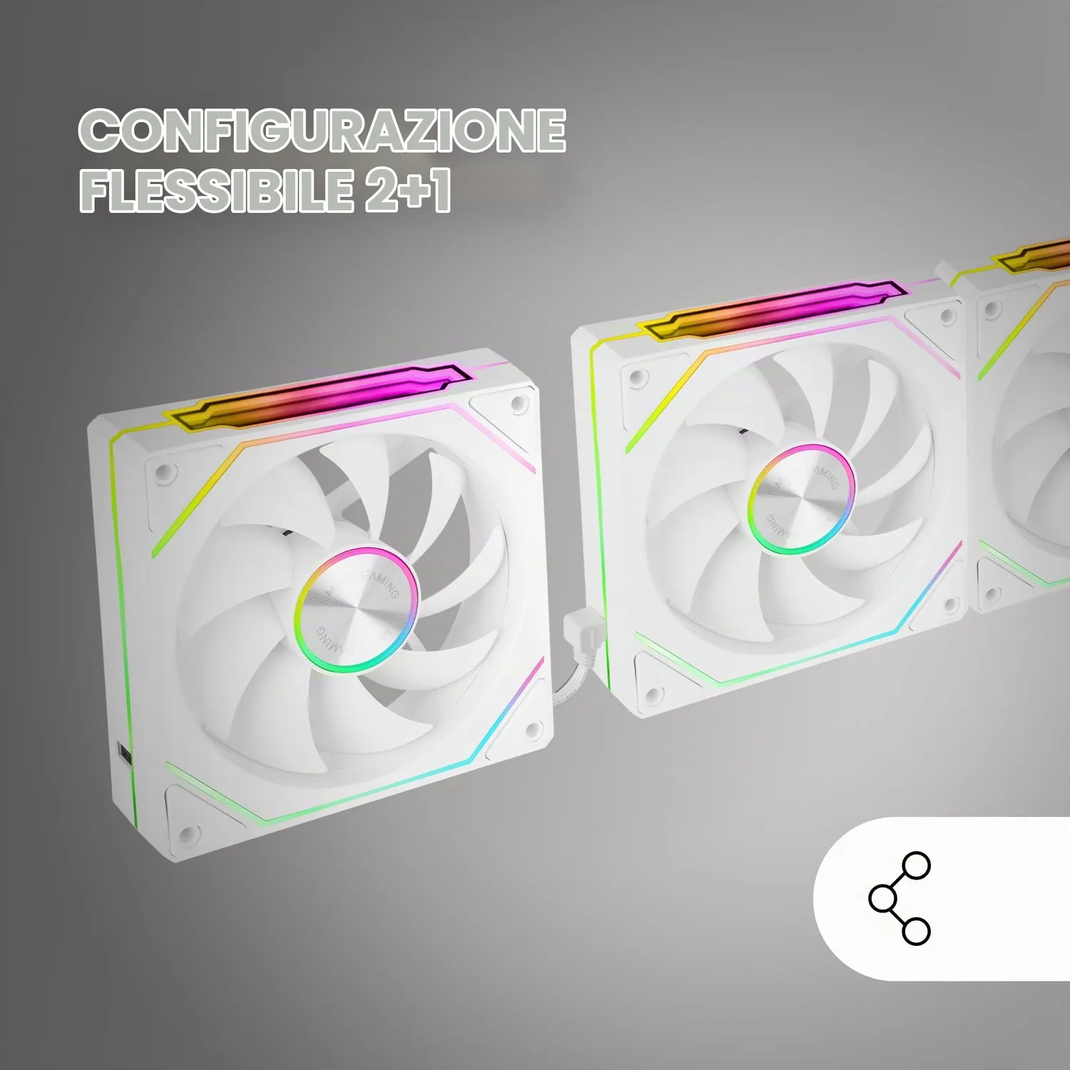 Mars Gaming MF-LINKFINITYKIT2 ventole 120mm bianche ARGB