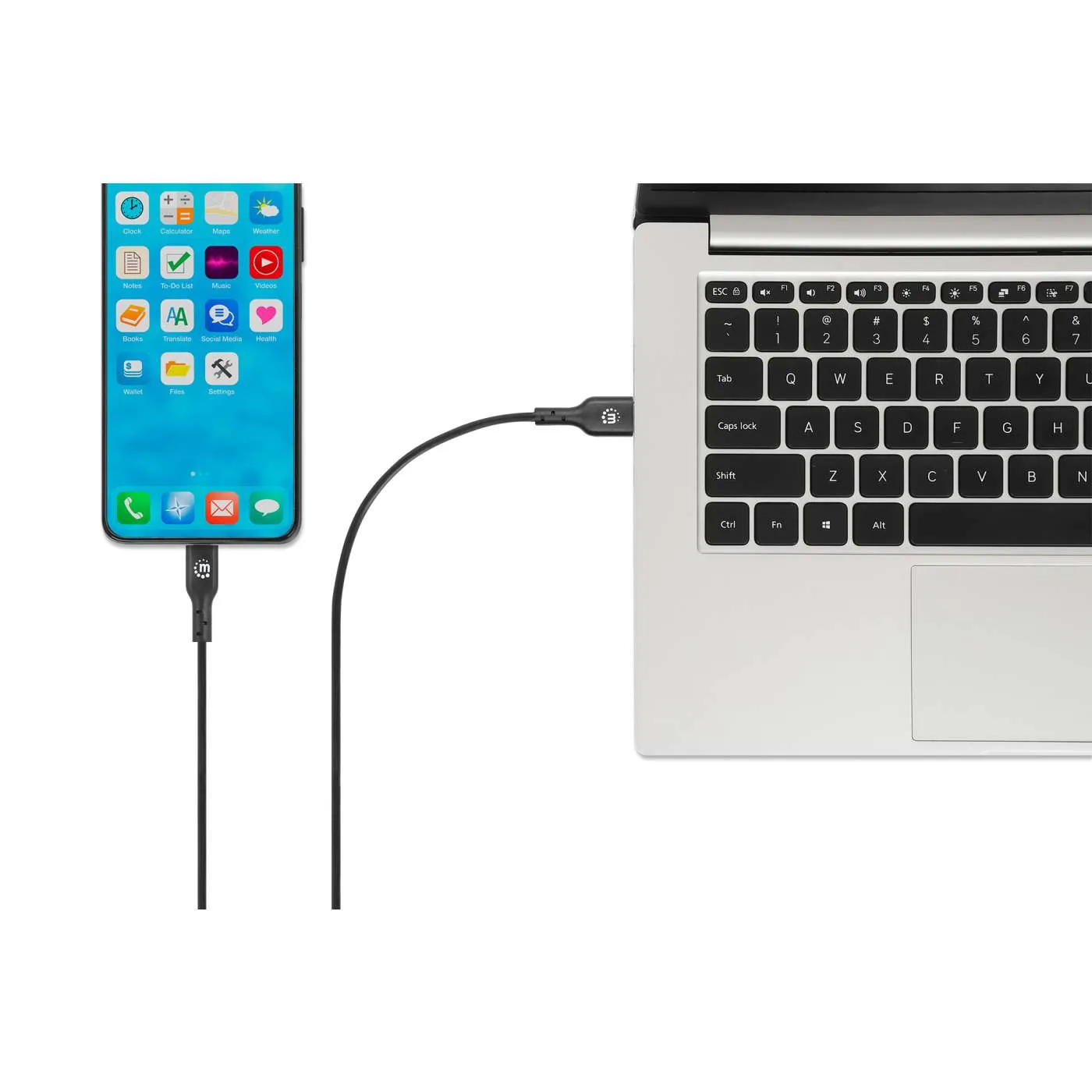 Manhattan USB 2.0 Type-A Type-C cavo ricarica 1 m 3A