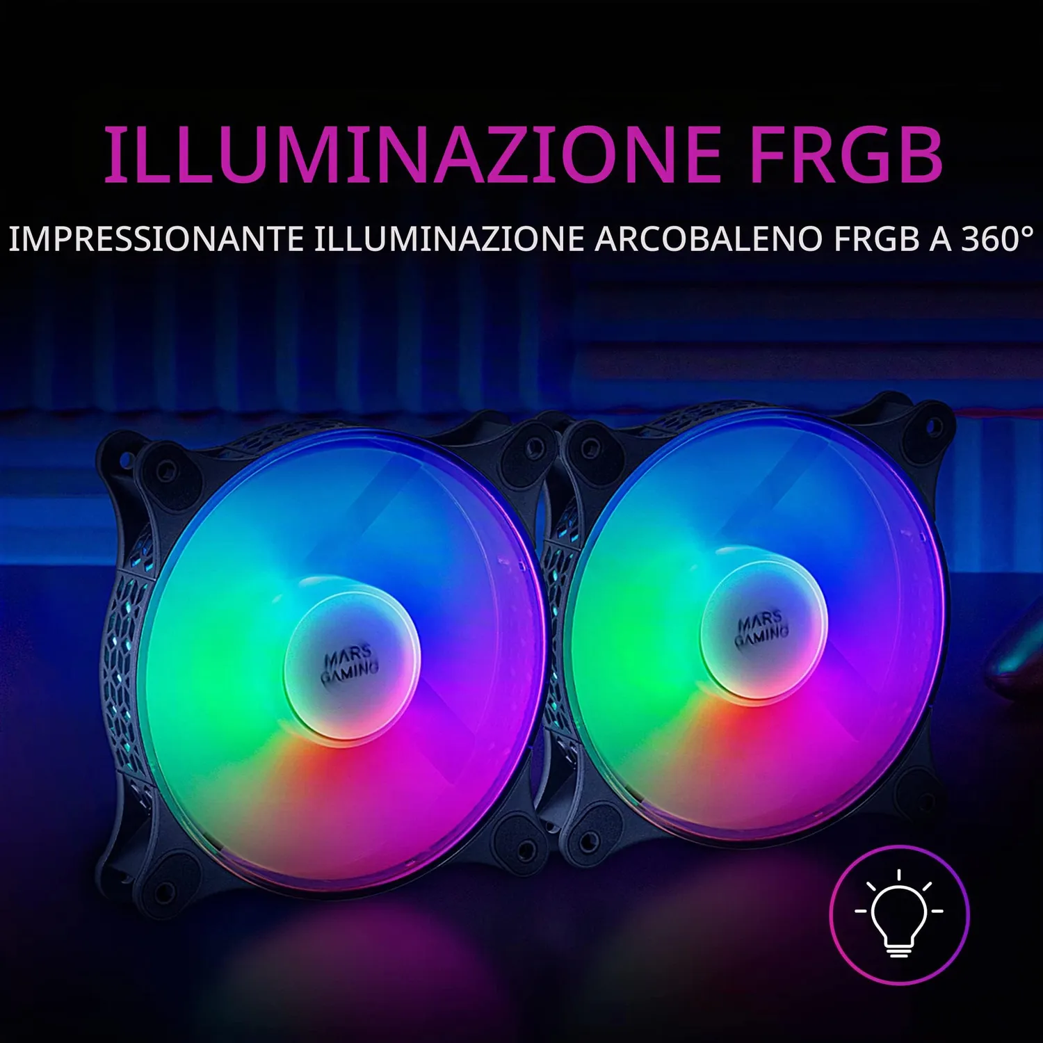 Mars Gaming MF-DUO kit 2 ventole PC FRGB nero 120mm