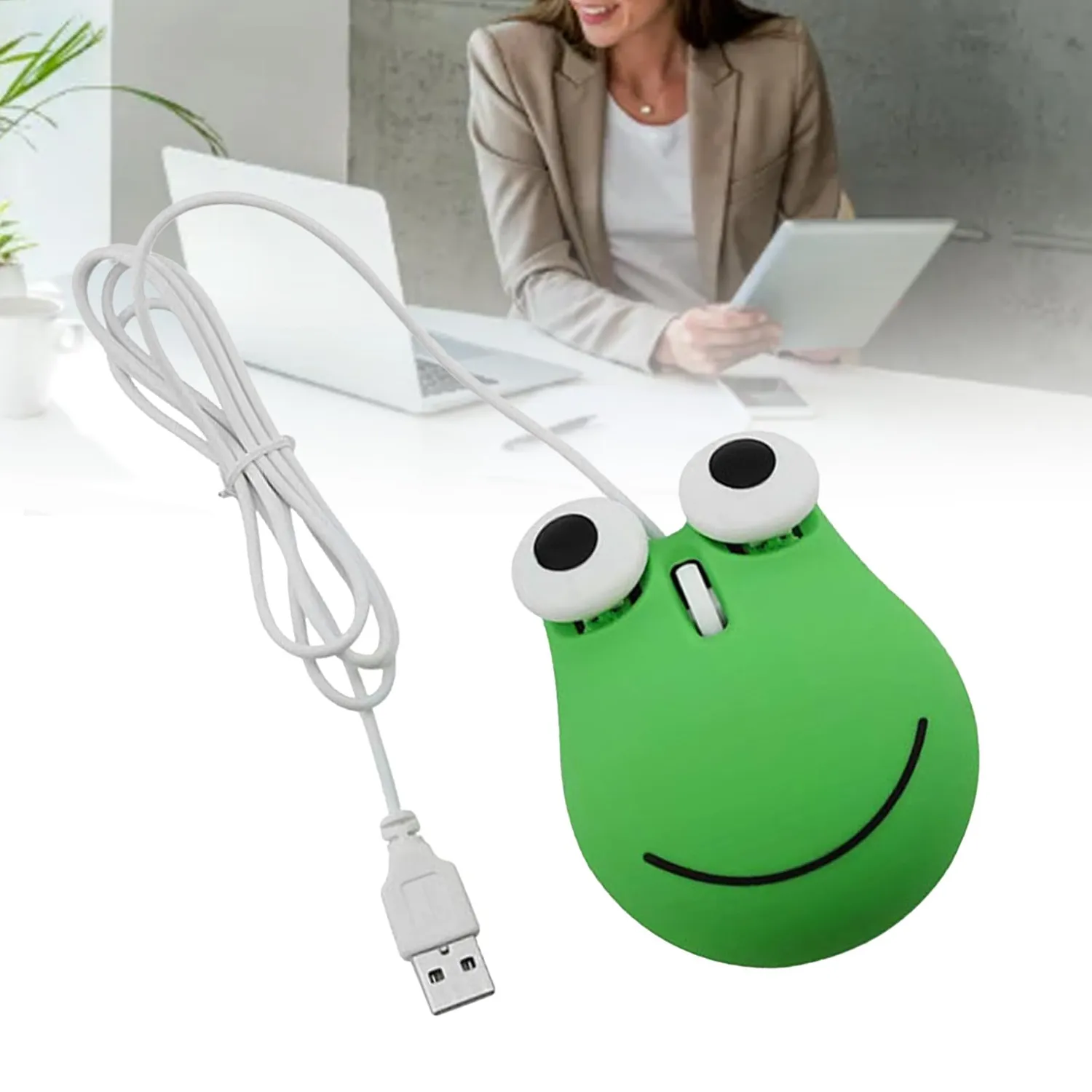 Zunate mouse USB a forma di rana verde cablato