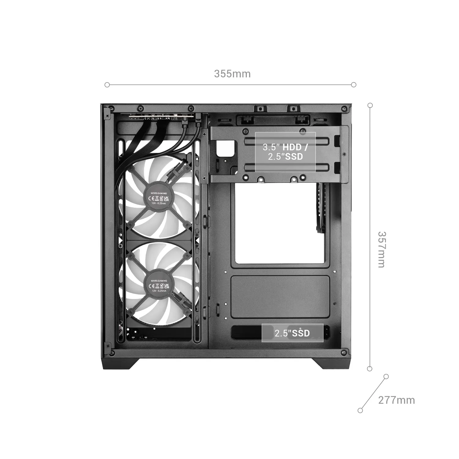 Mars Gaming MC-VIEW3 Case PC MicroATX Nero Vetro Panoramico