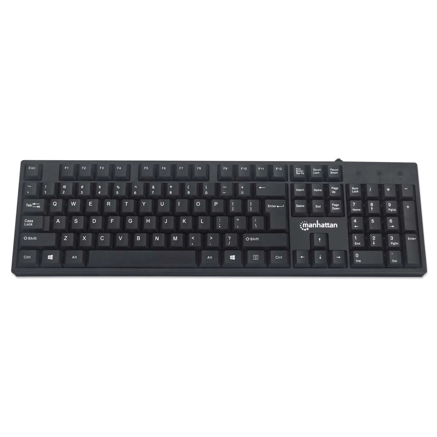 Manhattan Tastiera Cablata USB 104 Tasti QWERTY Nera 1,3 m