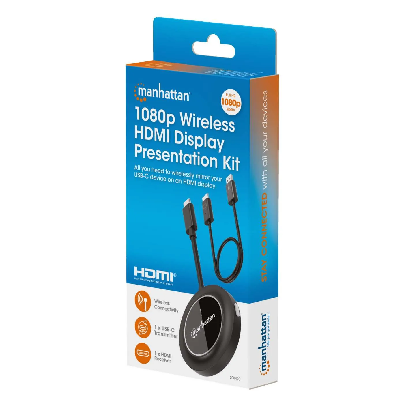 Manhattan Kit HDMI Wireless 1080p con 4 trasmettitori USB-C