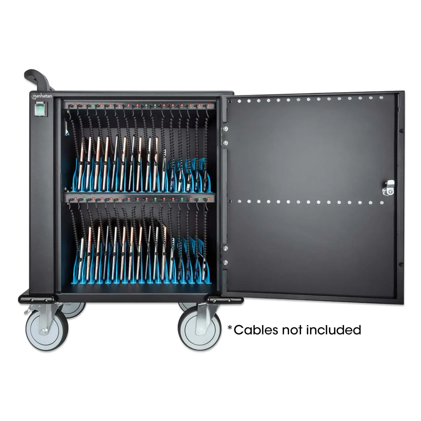 Manhattan carrello ricarica USB-C 32 porte 18W nero mobile