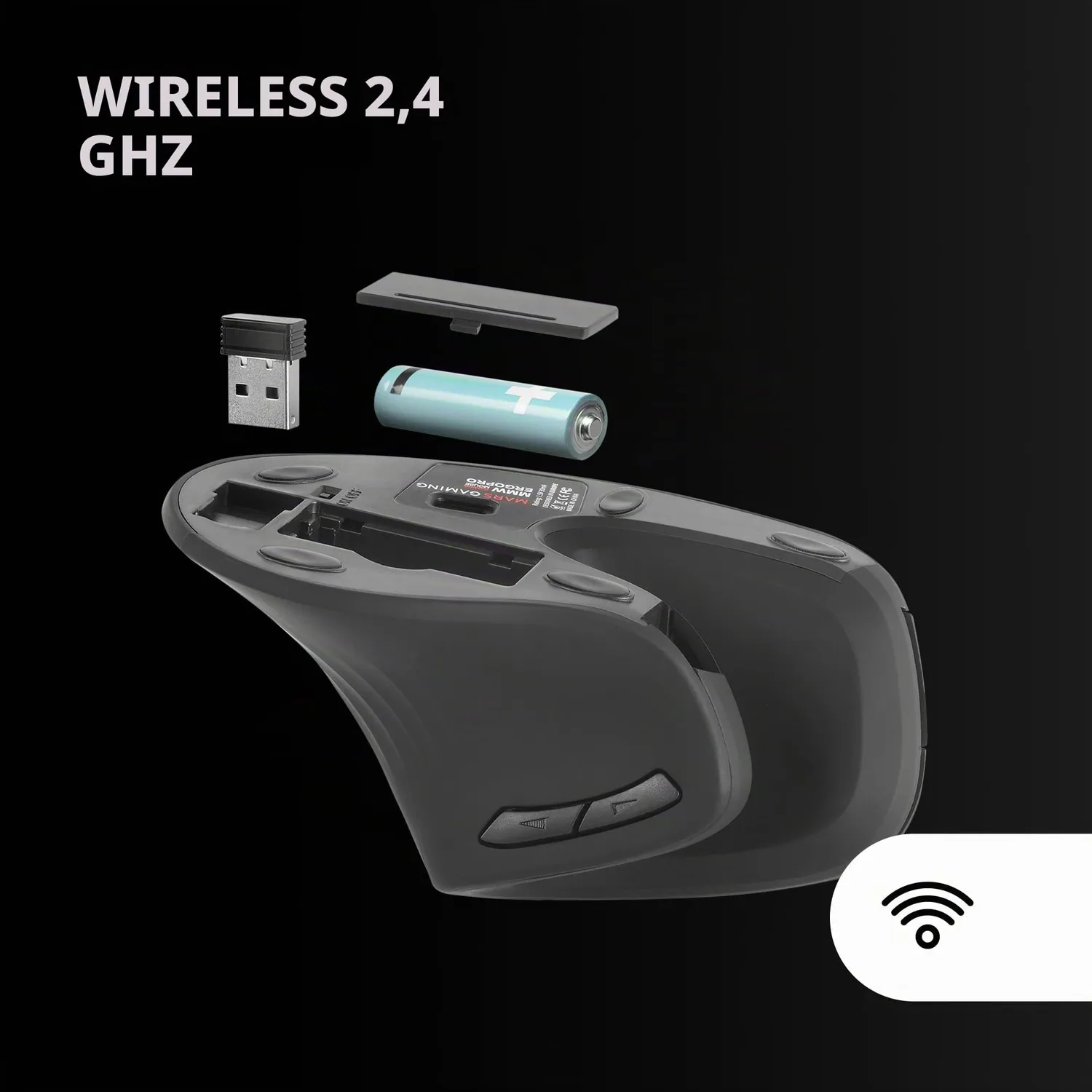 Mars Gaming MMW-ERGOPRO mouse verticale wireless nero 3200 DPI