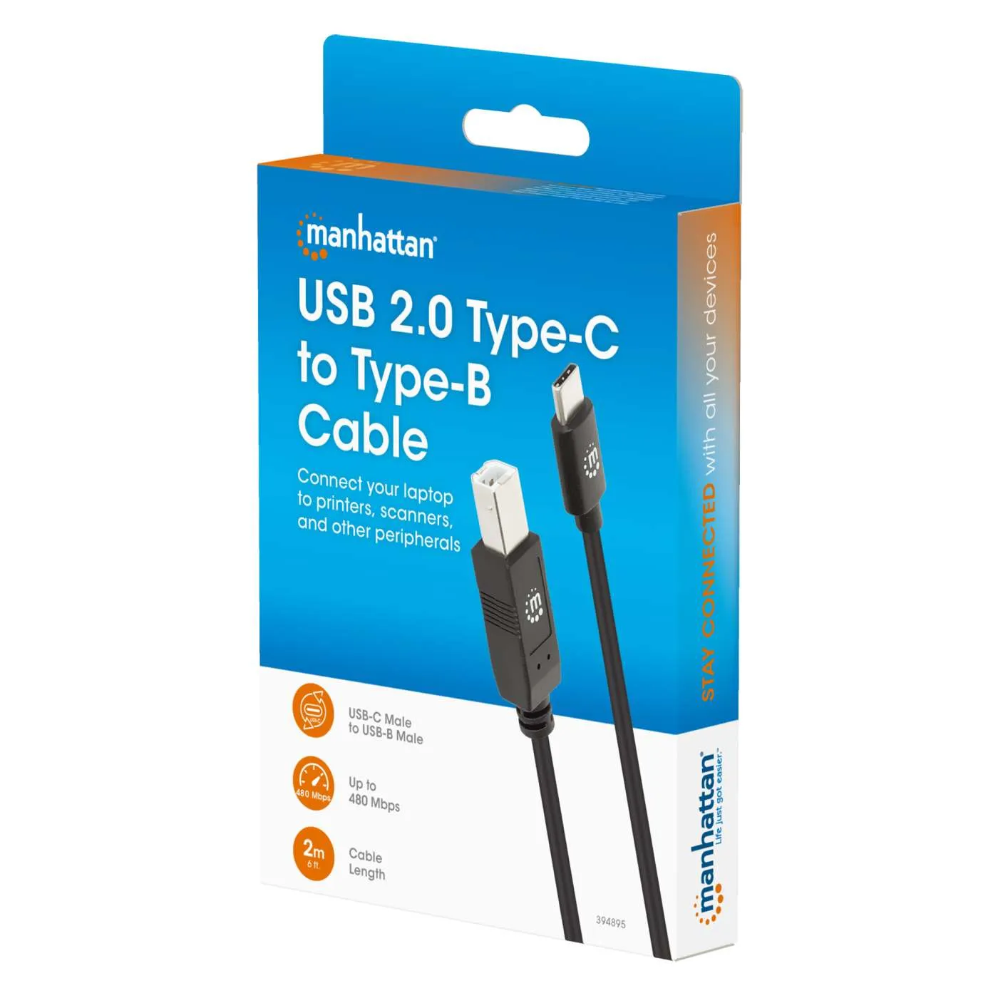 Manhattan USB 2.0 Type-C a Type-B Cavo 2 m