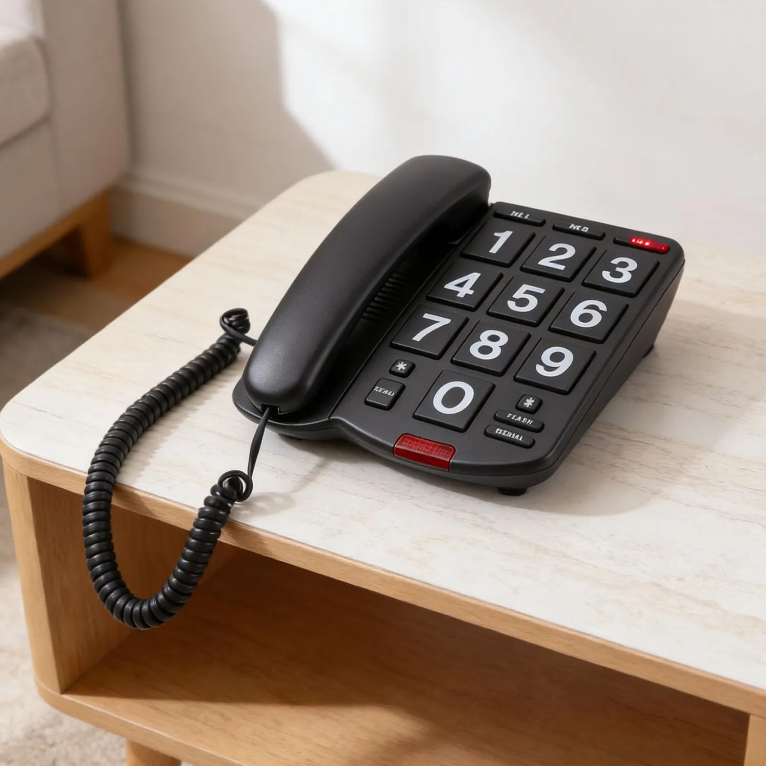 Zunate Telefono Fisso Tasti Grandi nero con 3 memorie