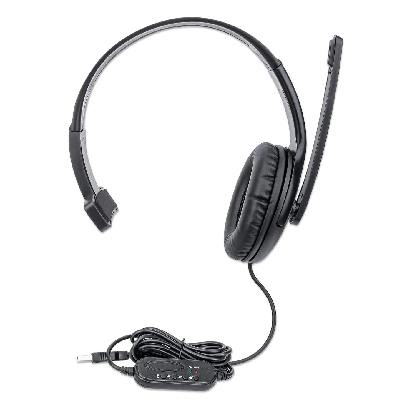 Manhattan Cuffia Mono USB con microfono nero