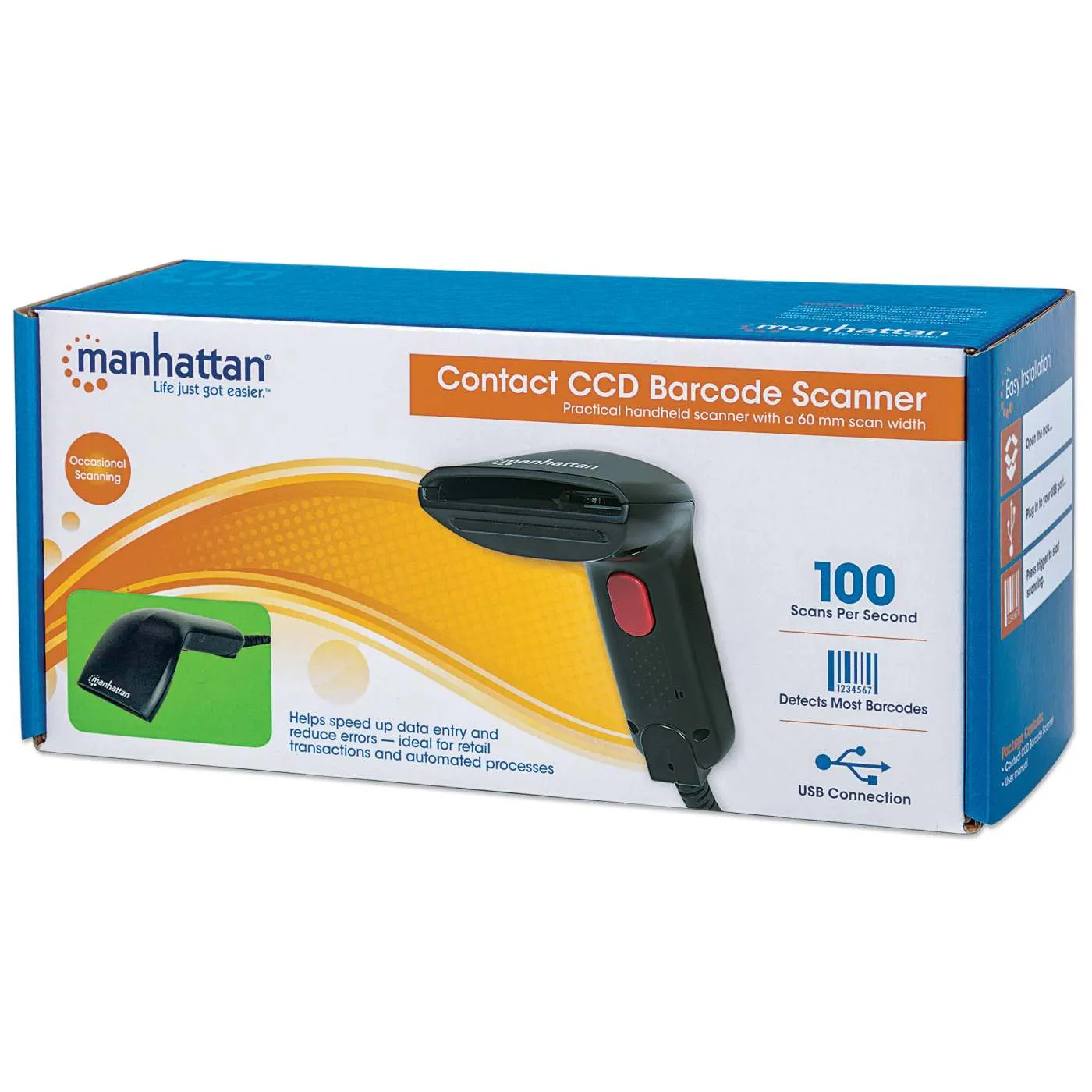 Manhattan Scanner Barcode CCD USB a Contatto 1D