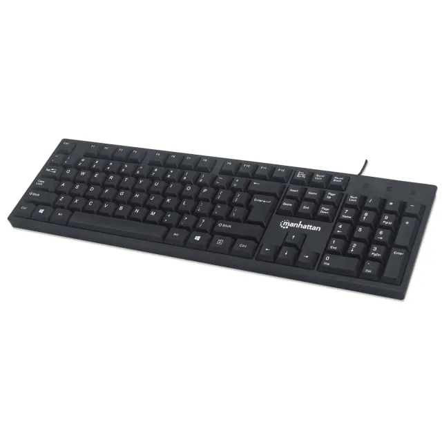 Manhattan Tastiera Cablata USB 104 Tasti QWERTY Nera 1,3 m