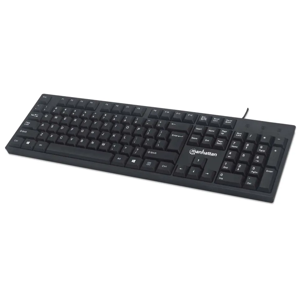Manhattan Tastiera Cablata USB 104 Tasti QWERTY Nera 1,3 m
