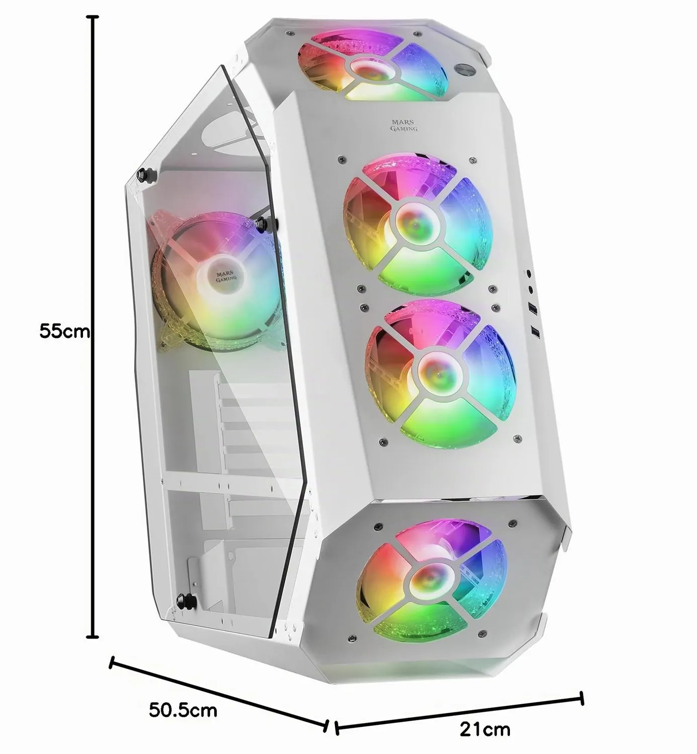 Mars Gaming MC51W case PC ATX bianco vetro temperato