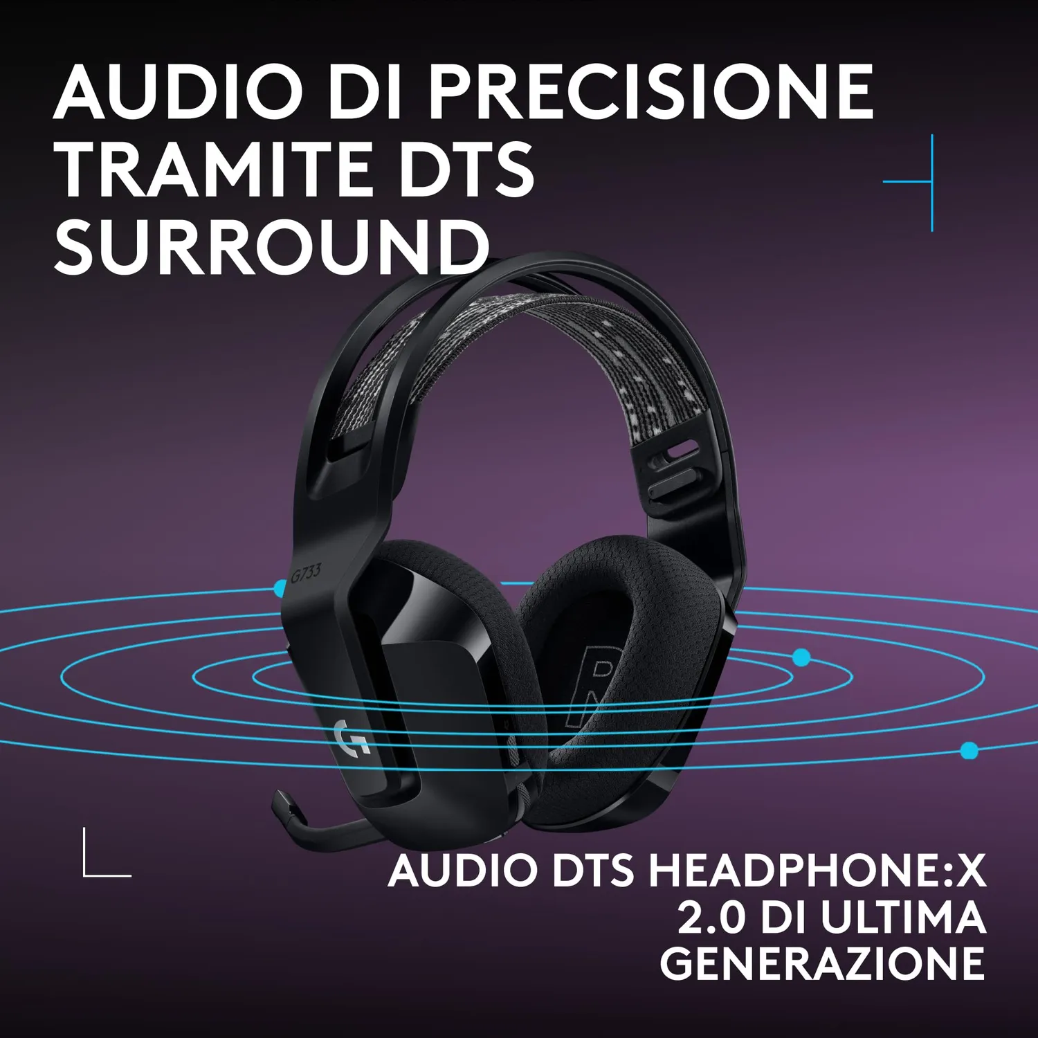 Logitech G G733 cuffie gaming wireless nere