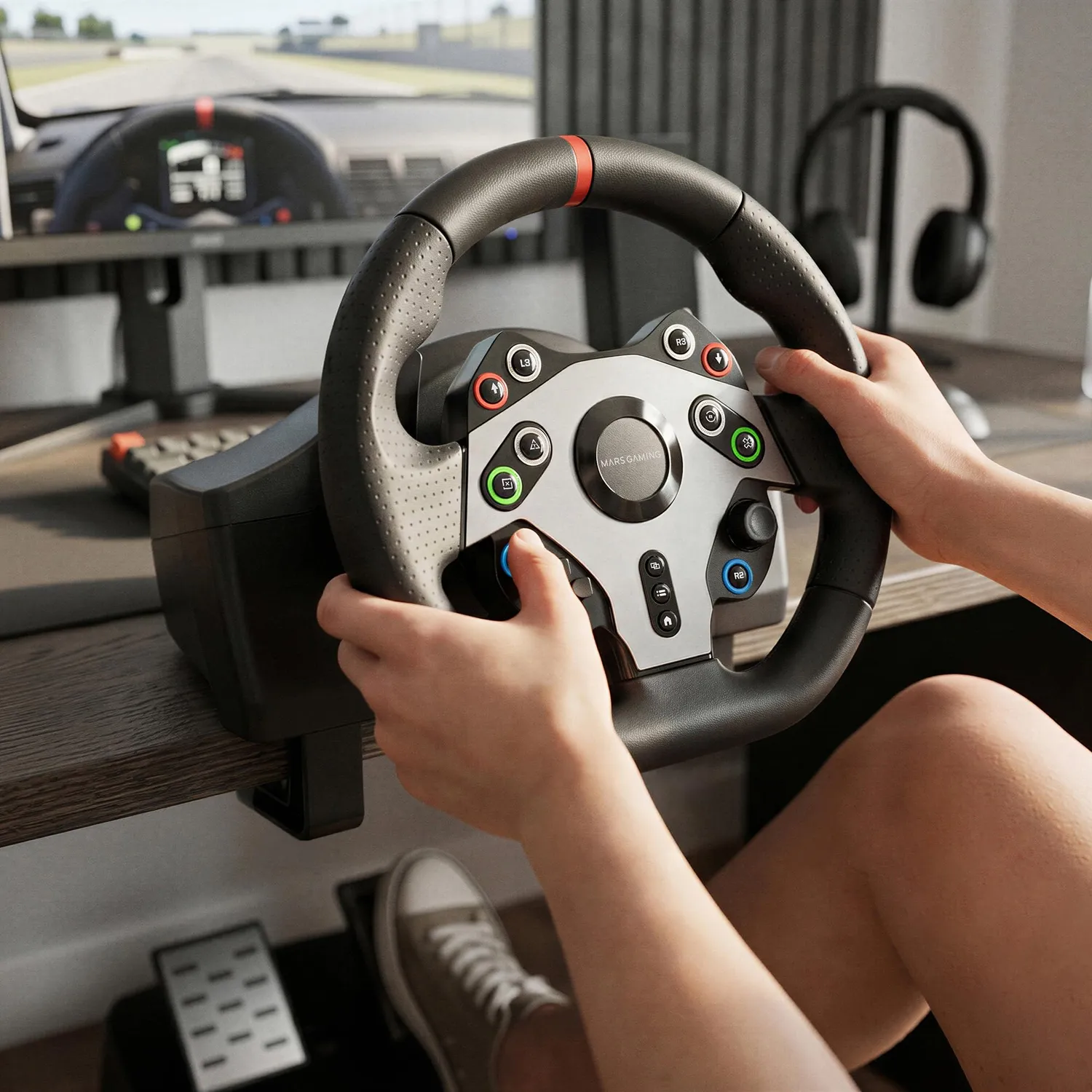 Mars Gaming MWH-RSXTWO volante gaming 270° + pedaliera