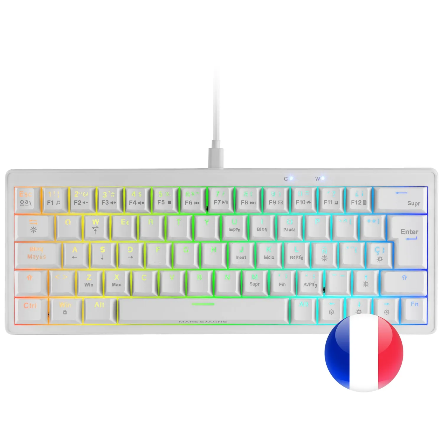 Marsgaming MKMINIPRO Tastiera Meccanica 60% Bianca FR RGB