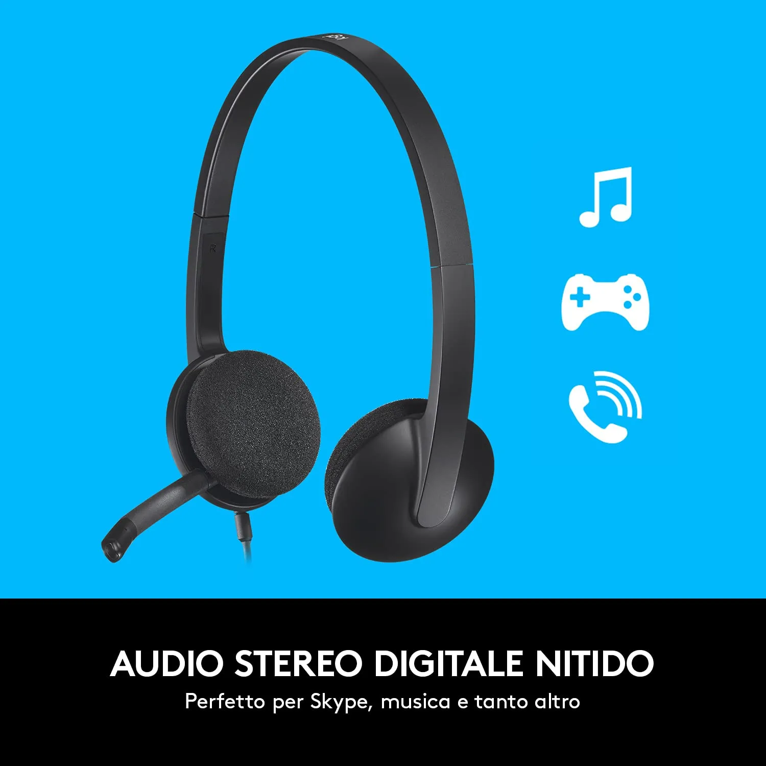 Logitech H340 Cuffie Cablate USB One Size con microfono