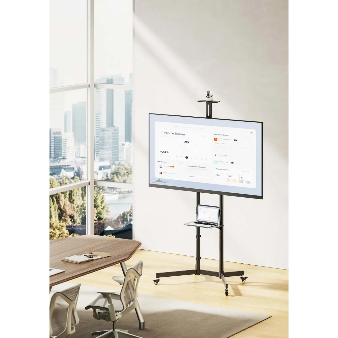 Manhattan Carrello TV 37-70" Altezza Regolabile con Ruote 70kg