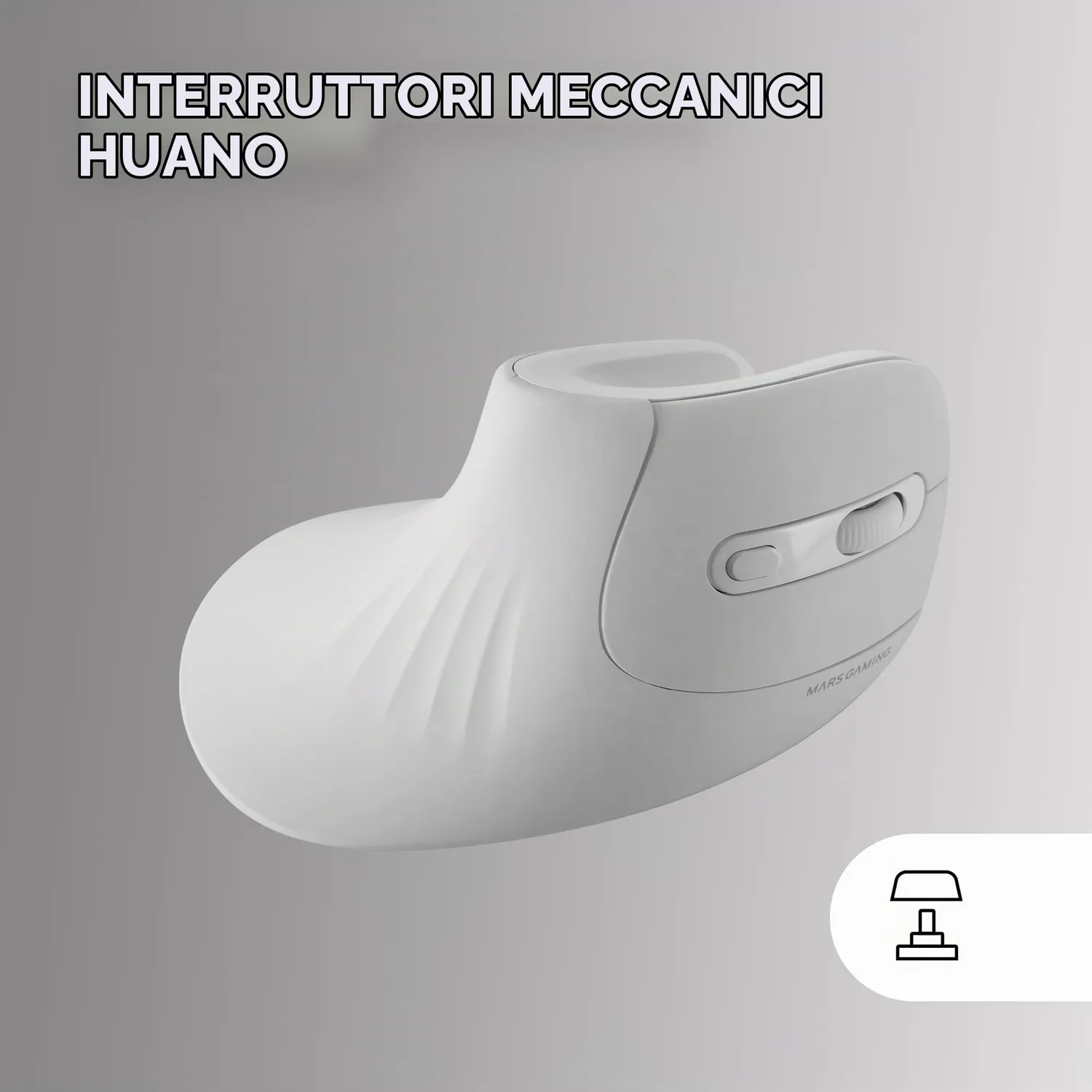 Mars Gaming MMW-ERGOPRO Mouse Verticale Wireless Bianco 3200DPI