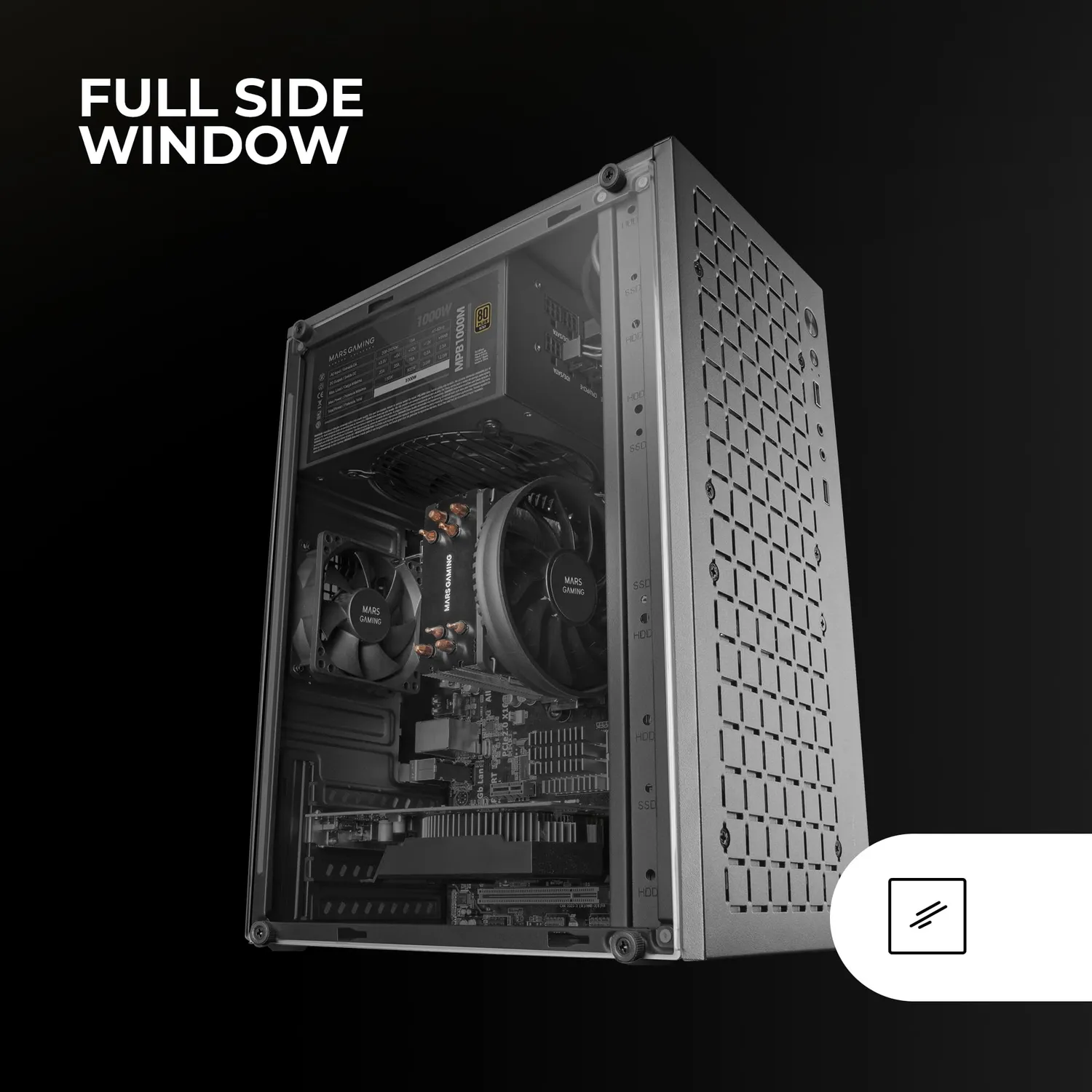 Mars Gaming MC-1000 case MicroATX mini tower nero mesh
