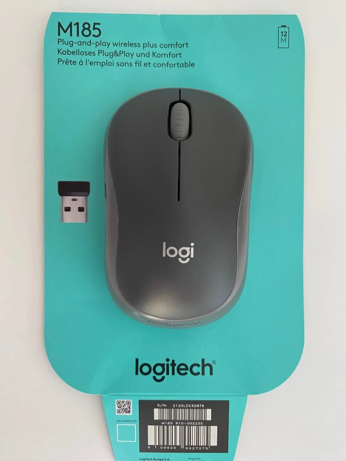 Logitech M185 mouse wireless rosso ricevitore USB 10 m