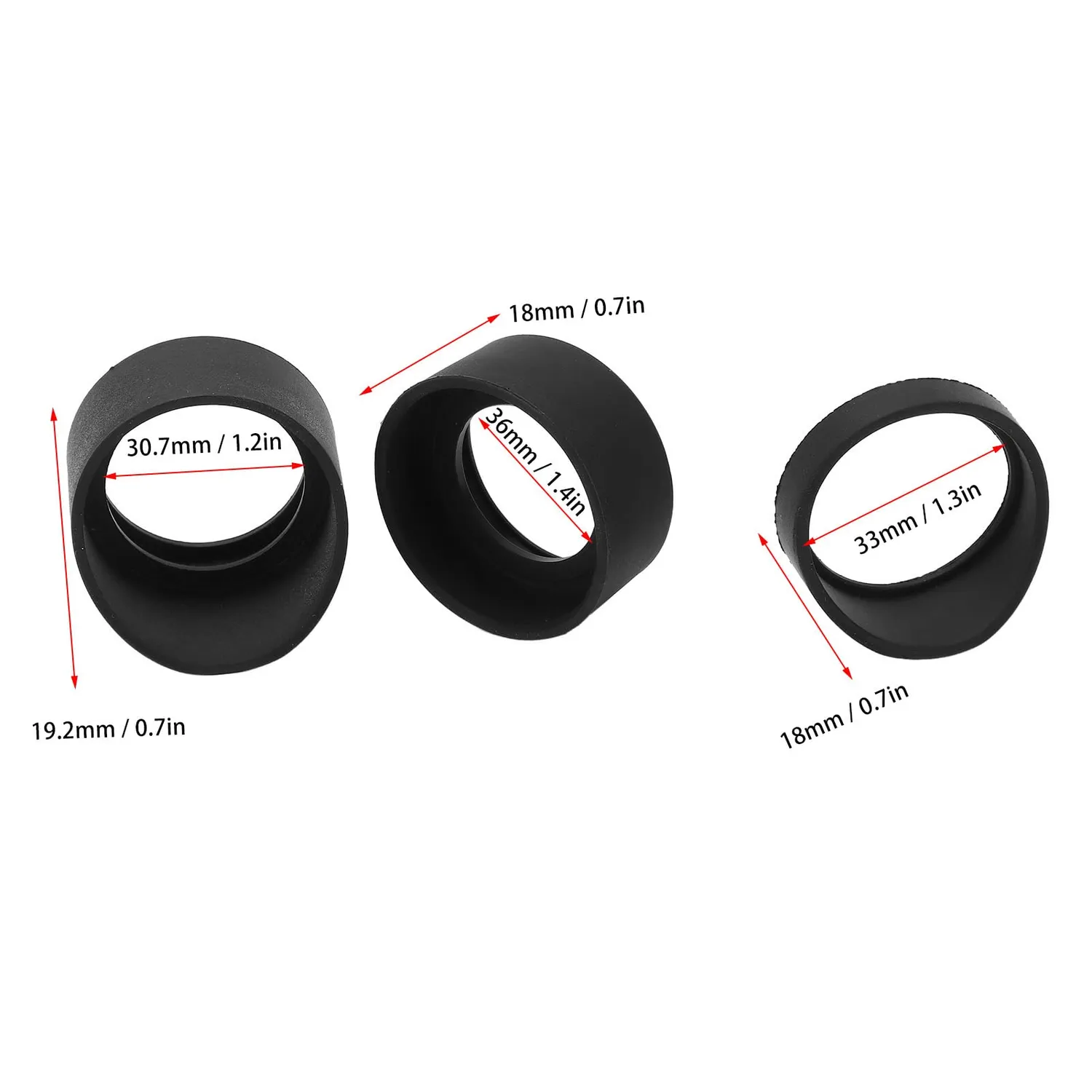 Zunate paraluce oculare microscopio 33 mm 3 pezzi gomma